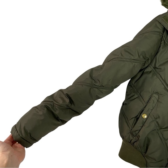 Vintage Y2K Makaveli Puffer Jacket Womens Size Medium Down Hooded Green Puffy - Picture 7 of 14